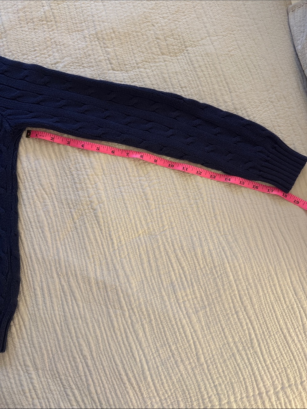 Polo Ralph Lauren 100% Cotton Cable Crewneck Sweater - Hunter Navy Pink/Red Pony - Picture 7 of 8